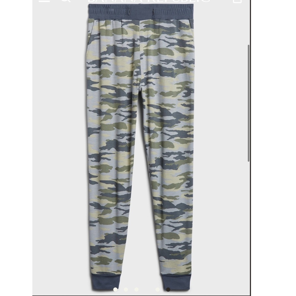 NWT BANANA REPUBLIC TERRY JOGGER CAMO GREEN GRAY LOUNGEWEAR W POCKETS - Picture 2 of 13